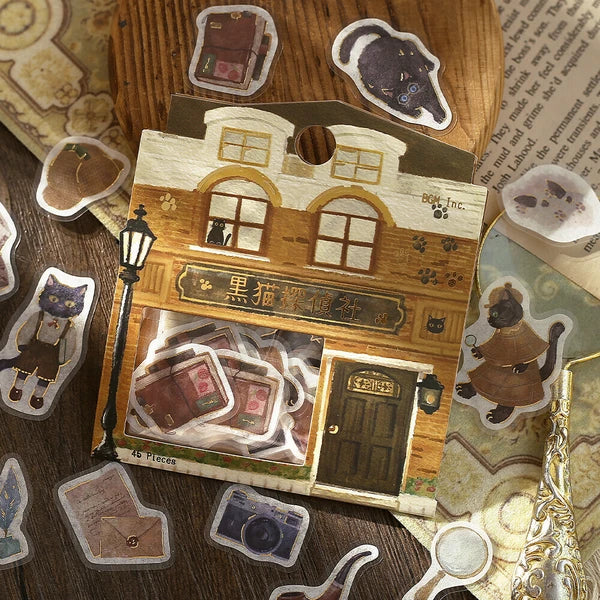 Fantasy Shopping Arcade Flake Stickers | Black Cat Detective Agency