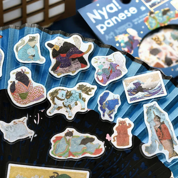 Japanese Cats Art Stickers | Gundam Blue