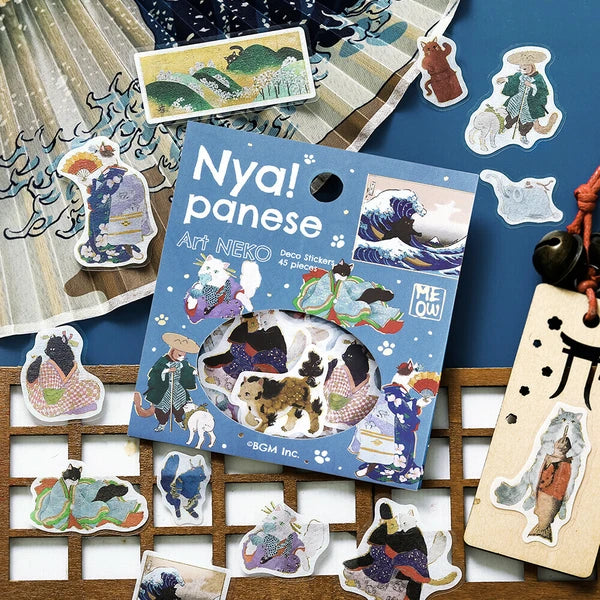 Japanese Cats Art Stickers | Gundam Blue