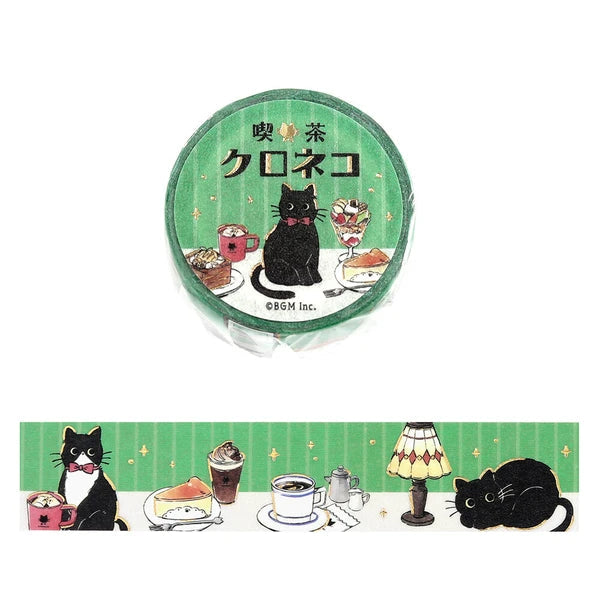 Black Cat Coffee Shop Washi Tape | Café Table