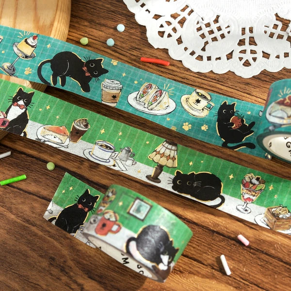 Black Cat Coffee Shop Washi Tape | Café Table