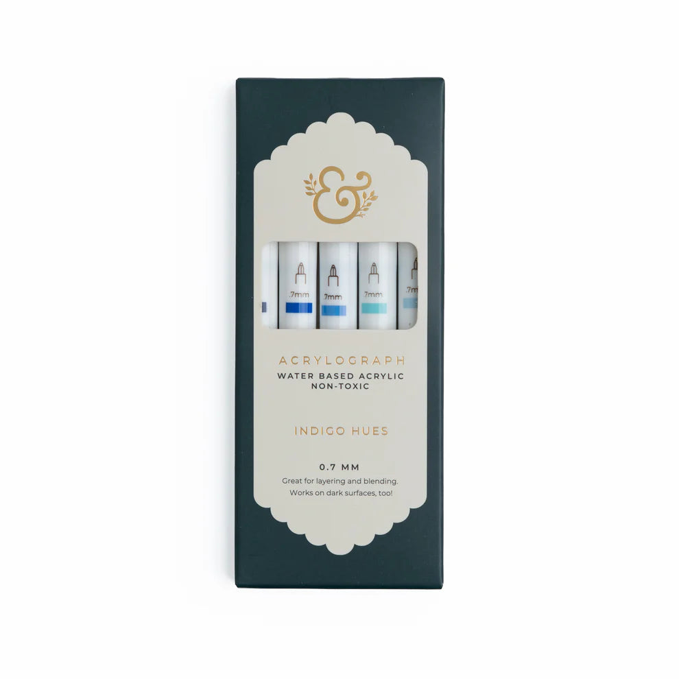 Acrylograph Pens | Indigo Hues - Set of 5