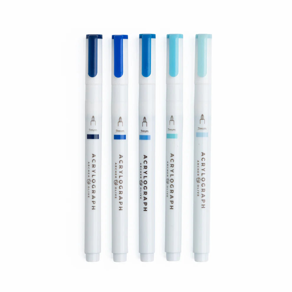 Acrylograph Pens | Indigo Hues - Set of 5
