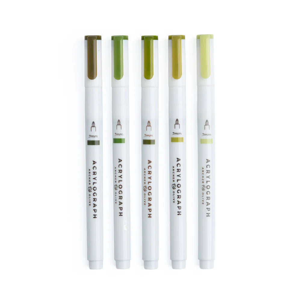 Acrylograph Pens | Leaf Green Hues - Set of 5