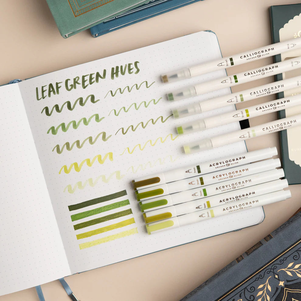 Calliographs Pens | Leaf Green Hues - Sets of 5