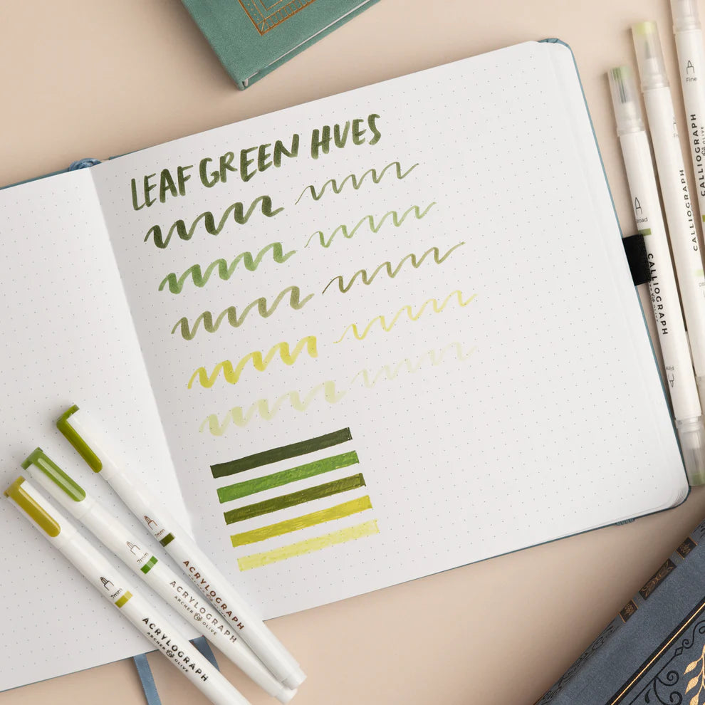 Acrylograph Pens | Leaf Green Hues - Set of 5