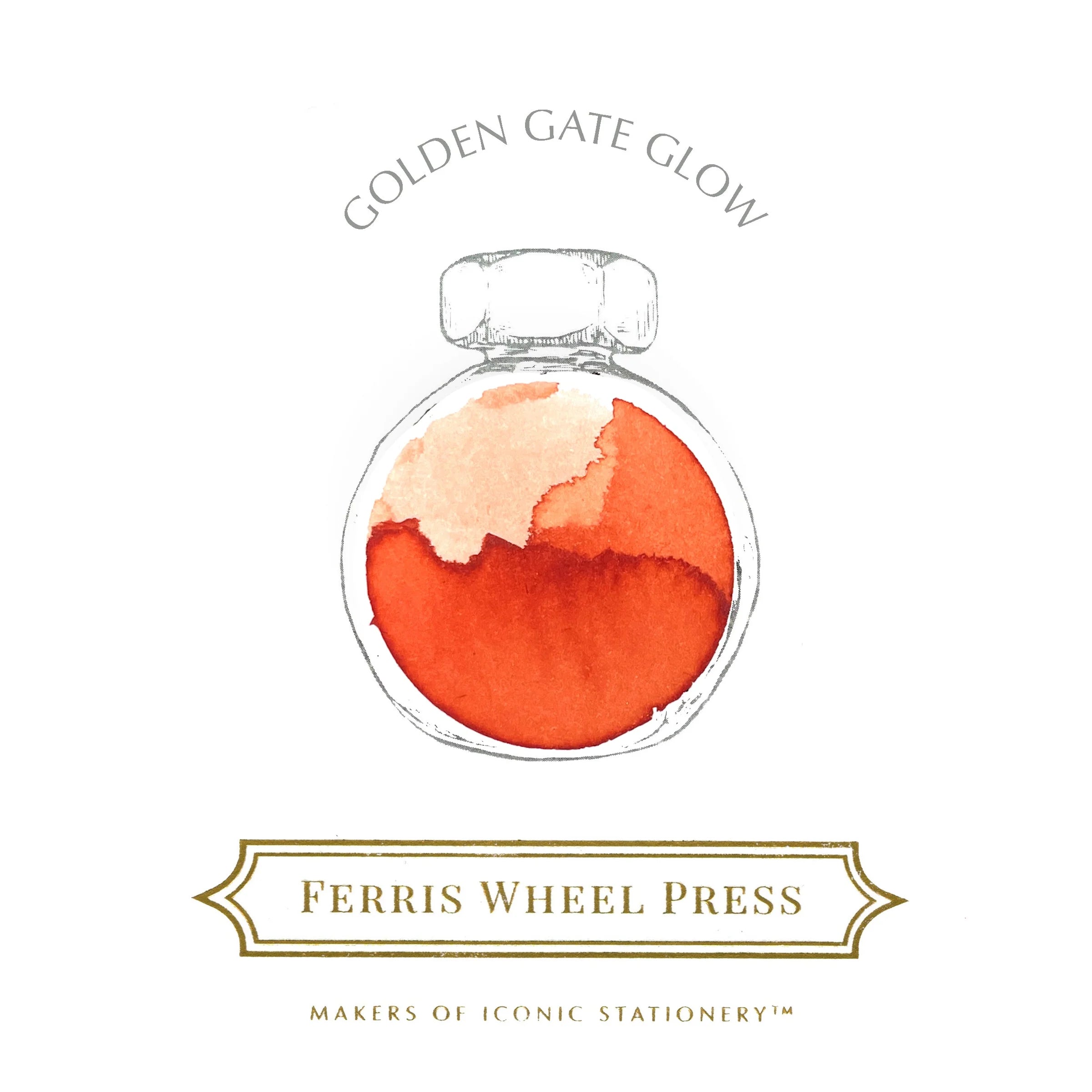 Ferris Wheel Press Fountain Pen Ink - Golden Gate Glow colour swatch orange ink - Paper Kooka Australia