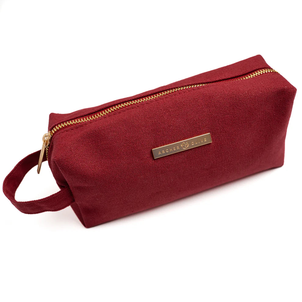 Archer & Olive Maroon Canvas Zipper Pouch - Paper Kooka Stationery Shop Australia