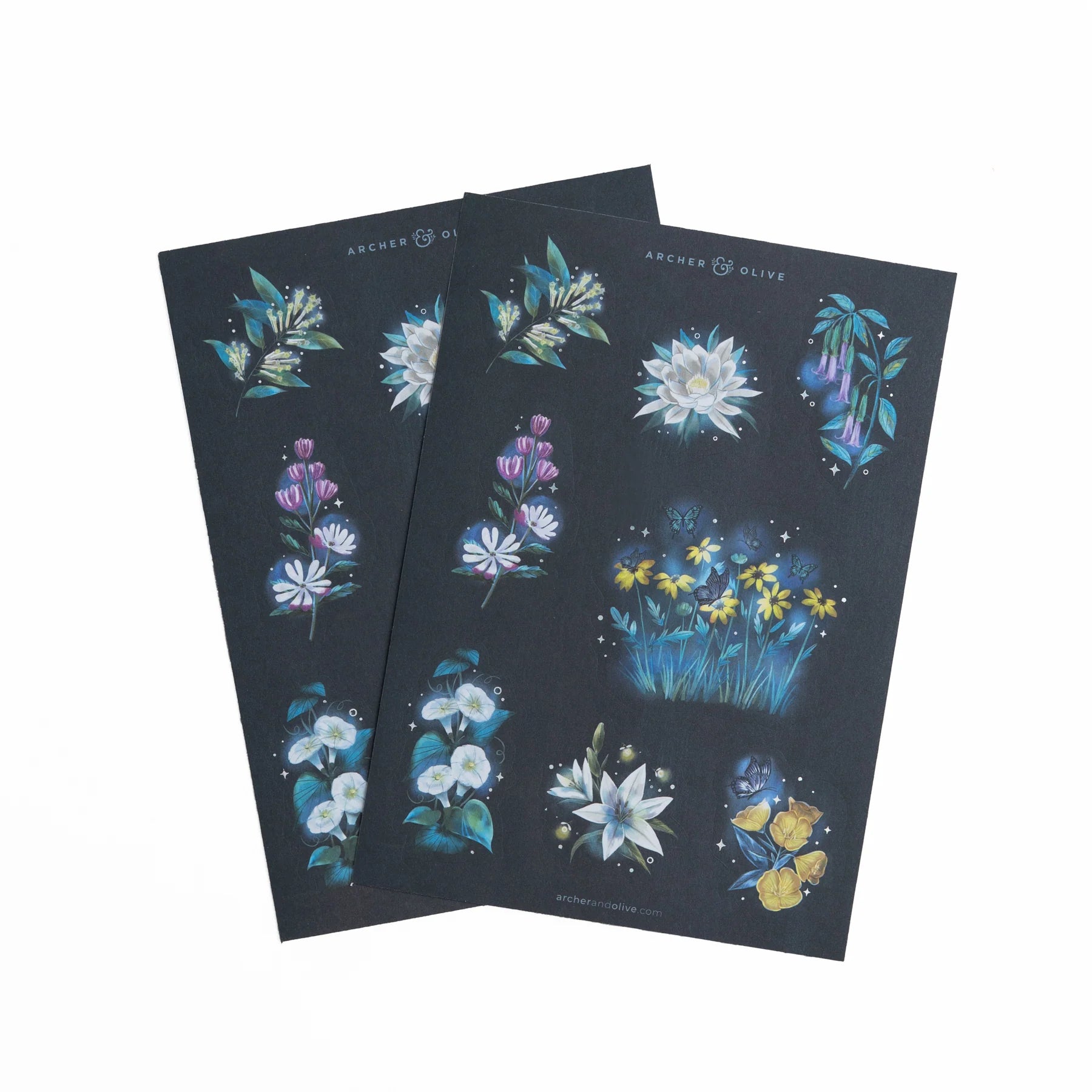 Midnight Floral Sticker Set by Archer & Olive - Paper Kooka Stationery Shop Australia