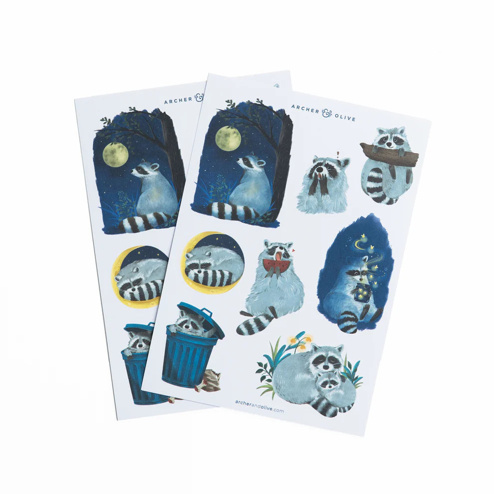 Radiant Racoon Sticker Set by Archer & Olive - Paper Kooka Stationery Shop Australia