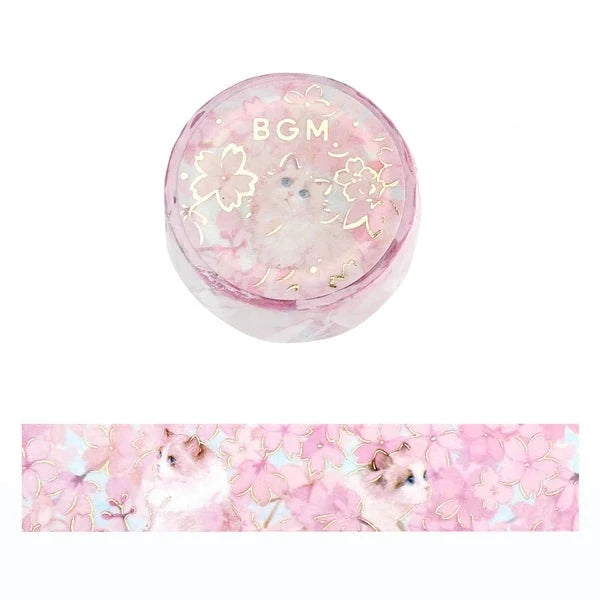 BGM Blossom - Flowers and Cats washi tape - Paper Kooka Stationery Australia