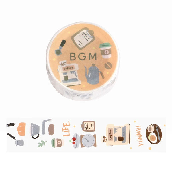 BGM Coffee - Open for business wide washi tape - Paper Kooka Stationery Australia