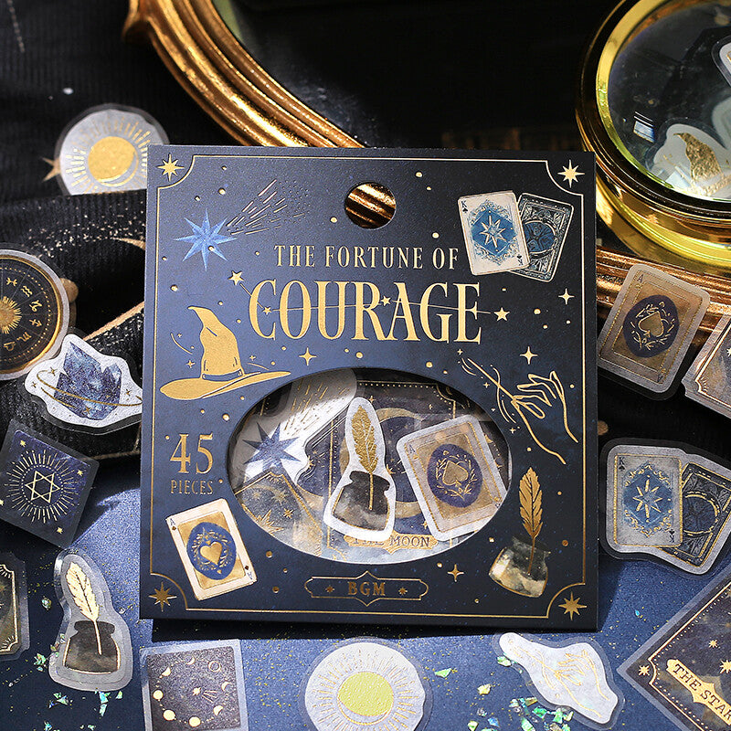 BGM Courage Fortune Flake Stickers with whimsical books and cards - Paper Kooka Stationery Store Australia