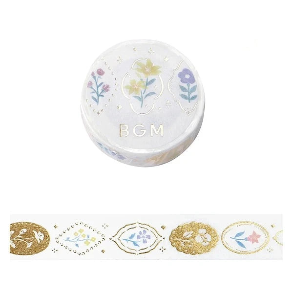 BGM Flower Brooch - Flower & Grass Handkerchief Collection washi tape - Paper Kooka Stationery Australia