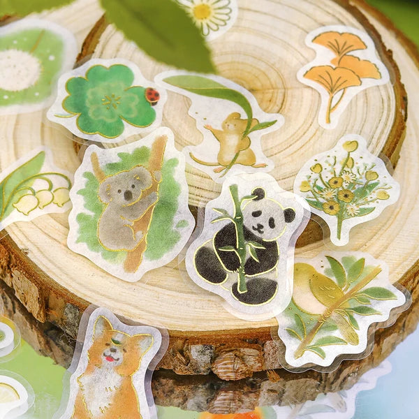 BGM Green Forest Flake Stickers collection - Paper Kooka Stationery Shop Australia
