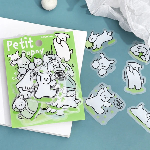 BGM Green - Petit Puppy PET Clear Stickers - Paper Kooka Australia