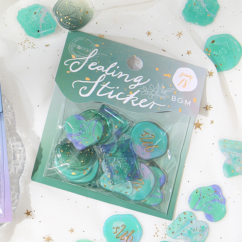 BGM Green Phantom Flower Clear Sealing Seal Stickers - Paper Kooka Australia