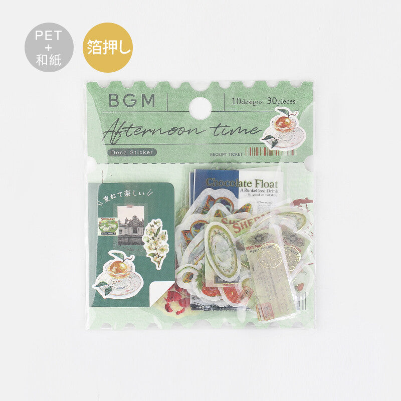 BGM Green Vintage PET & Washi Deco Stickers packaging - Paper Kooka Australia