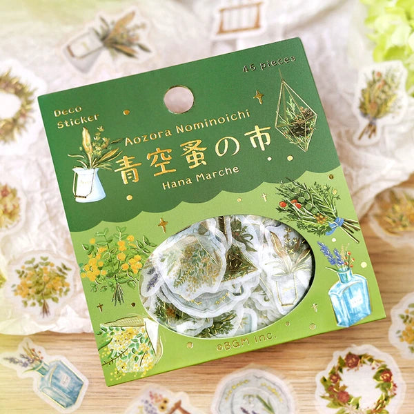 BGM Hana Marche - Flea Market Collection Flake Stickers with flowers and herbs - Paper Kooka Stationery Australia
