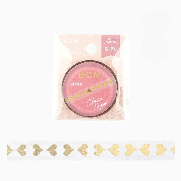 BGM Heart thin clear PET tape - Paper Kooka Stationery Australia