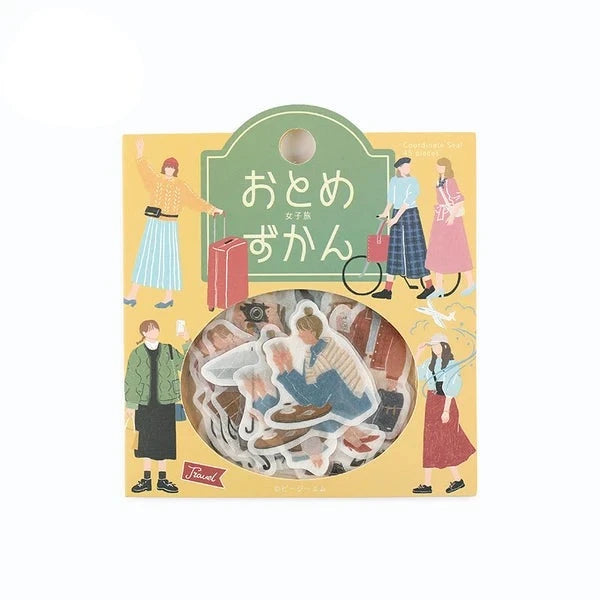 BGM Journey - Illustrated Book Collection semi-transparent & Washi Stickers with traveling women - Paper Kooka Stationery Australia