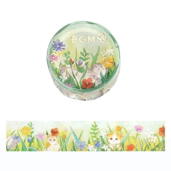 BGM Late Afternoon Kitty - Flowers and Cats washi tape - Paper Kooka Stationery Australia