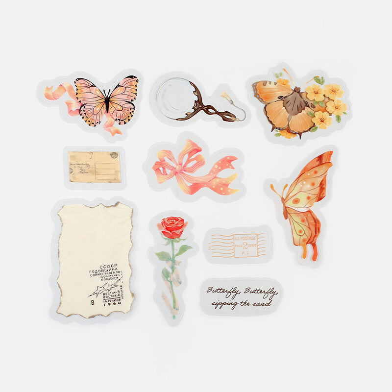 BGM 'Love Butterfly' Natural History PET Clear Stickers 10 vintage designs with butterflies- Paper Kooka Australia