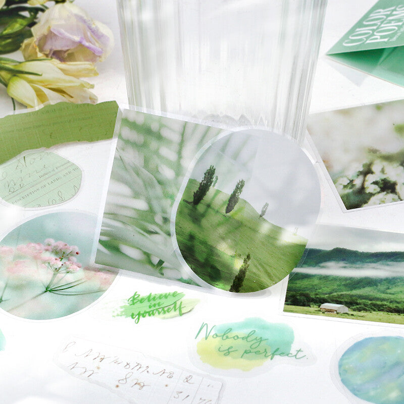 BGM Midori Colourful Poem Tracing Paper Flake Stickers closeup- Paper Kooka Australia