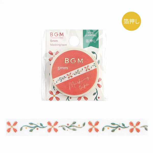 BGM Old-fashioned Flowers thin washi tape - Paper Kooka Australia