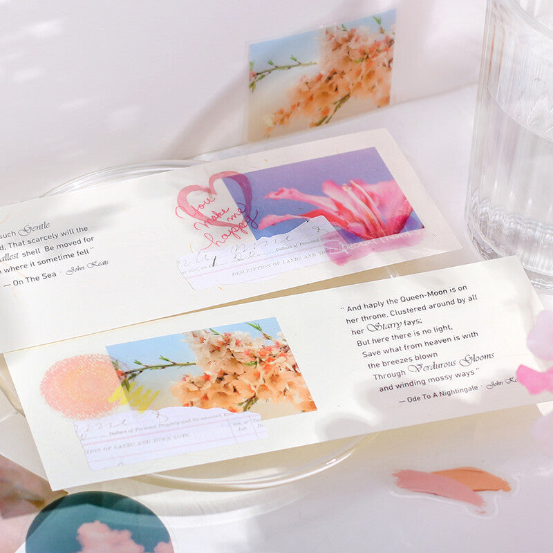BGM Pink Colourful Poem Tracing Paper Stickers scrapbooking - Paper Kooka Australia