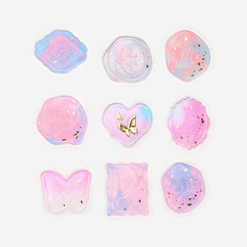 BGM Pink Phantom Flower Clear Sealing Seal Stickers 9 designs - Paper Kooka Australia