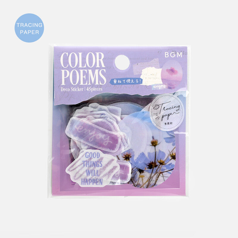BGM Purple Colourful Poem Tracing Paper Flake Stickers - Paper Kooka Australia