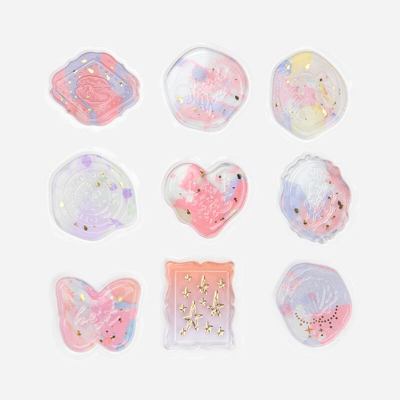 BGM Red Phantom Flower Clear Sealing Seal Stickers 9 designs - Paper Kooka Australia