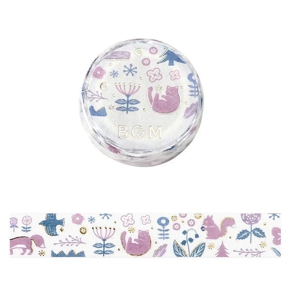 BGM Song of the Forest - Flower & Grass Handkerchief Collection washi tape - Paper Kooka Stationery Australia
