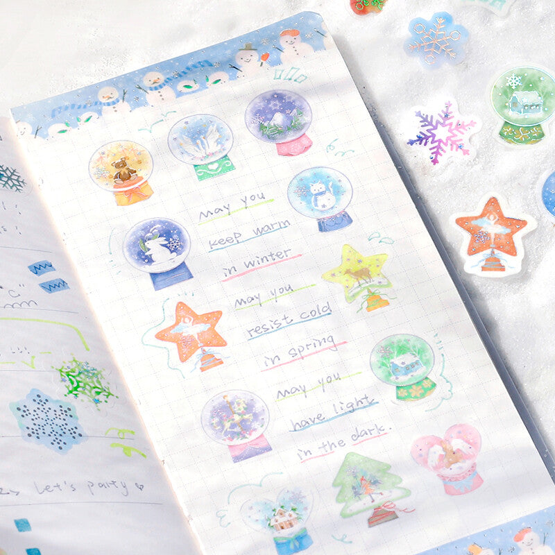 BGM Winter Only Snow Globe Flake Stickers for journaling and scrapbooking  - Paper Kooka Australia