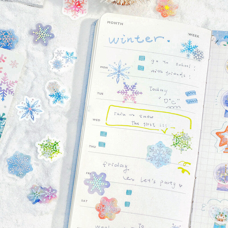 BGM Winter Only Snow Phantom Flake Stickers for journaling and scrapbooking - Paper Kooka Australia
