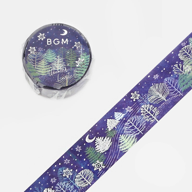 BGM Winter Only Snowy Night Forest washi tape - Paper Kooka Australia