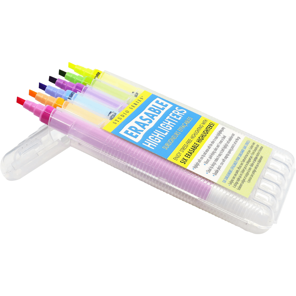 6 Erasable Highlighters open packaging - Paper Kooka Stationery Shop Australia