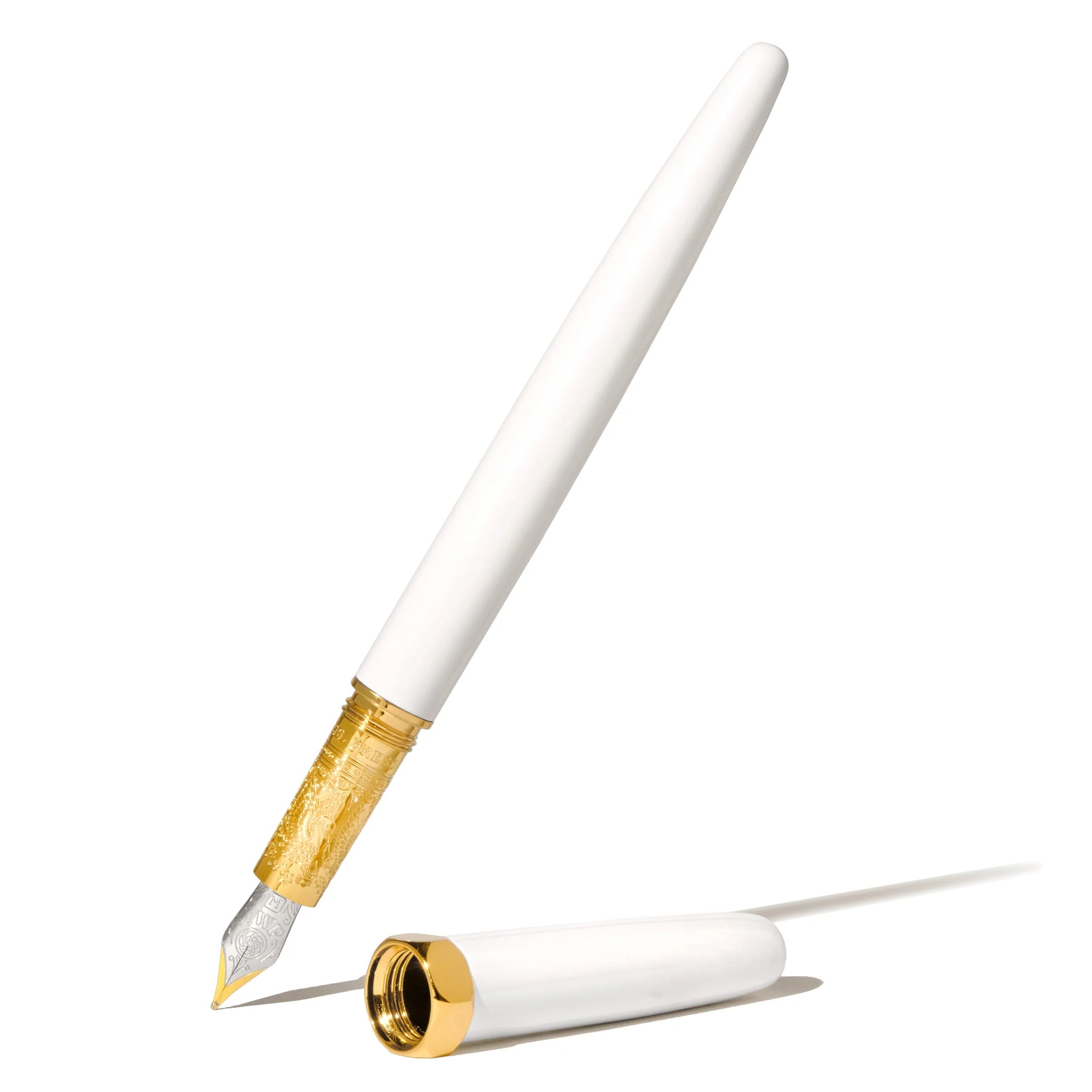 Ferris Wheel Press The Bijou Fountain Pen - Fabled Feather - white and gold - Paper Kooka Australia