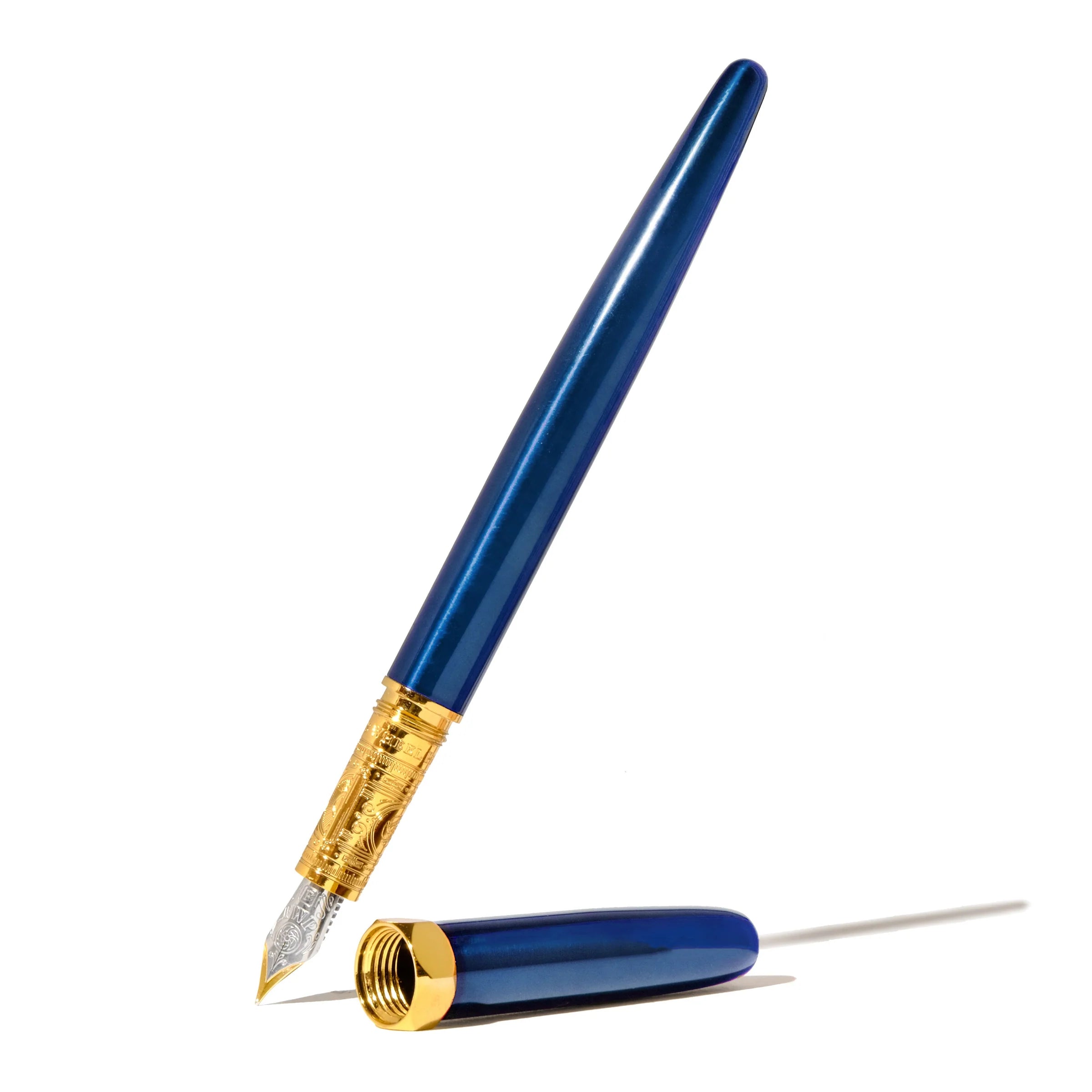 Ferris Wheel Press - The Bijou Fountain Pen in blue colour - Luna Celeste with a cup - Paper Kooka Australia