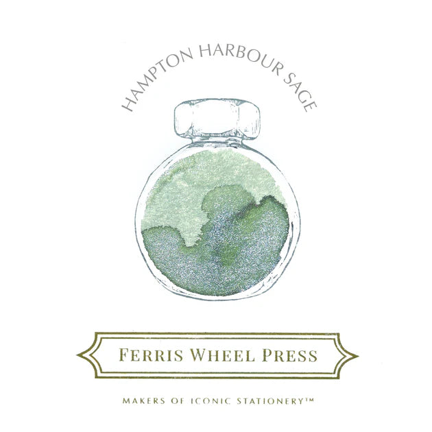 Ferris Wheel Press Hampton Harbour Sage 38ml Ink colour swatch - Paper Kooka Stationery Australia