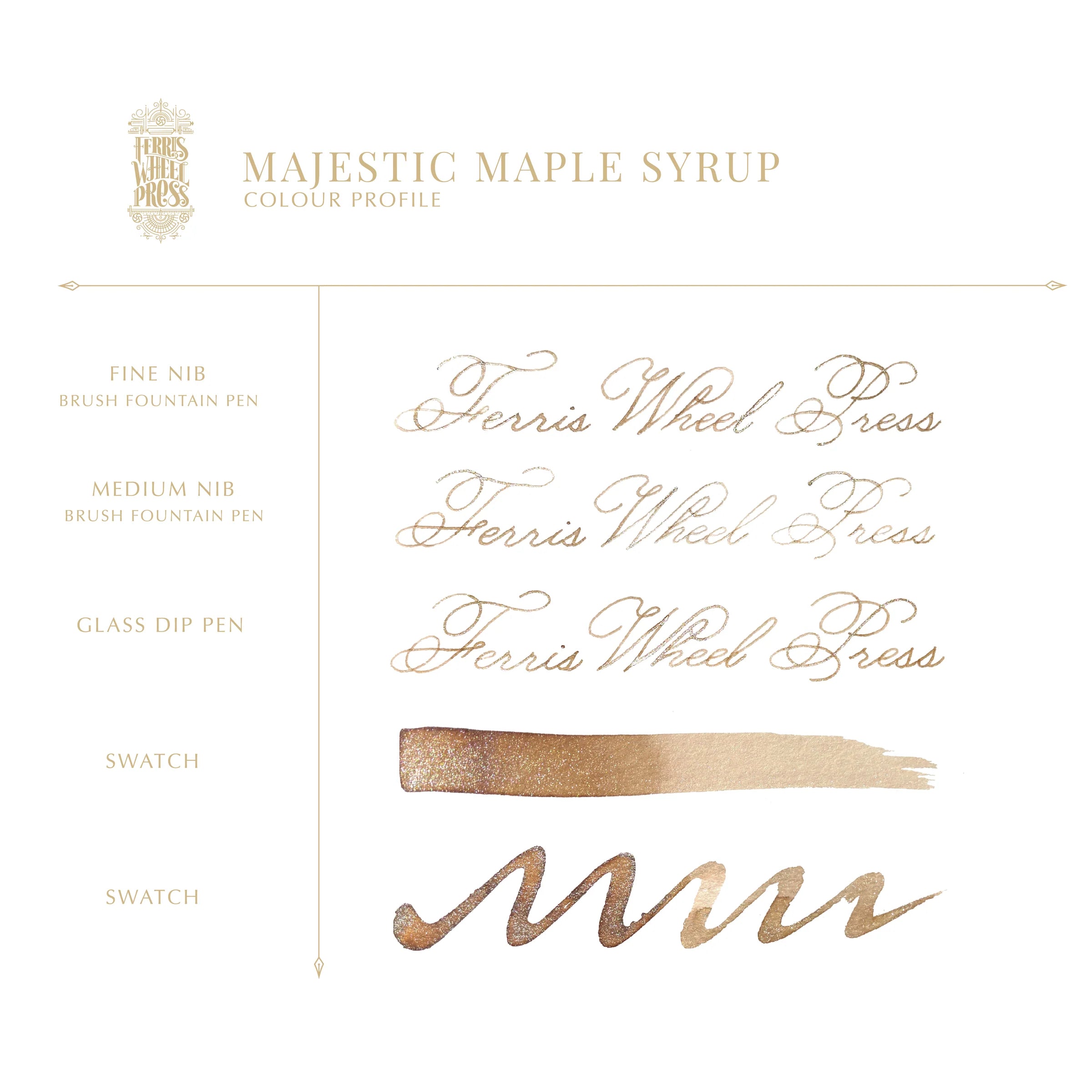 Ferris Wheel Press Fountain Pen Ink - Majestic Maple Syrup - writing sample - Paper Kooka Australia