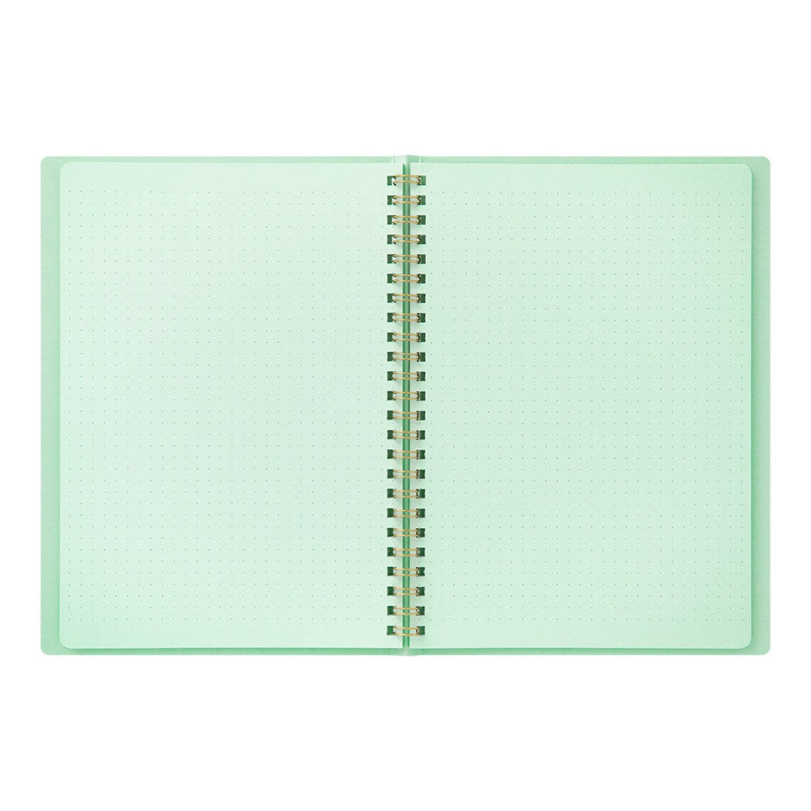 Midori Green A5 Ring Dotted Notebook open flat - Paper Kooka Australia