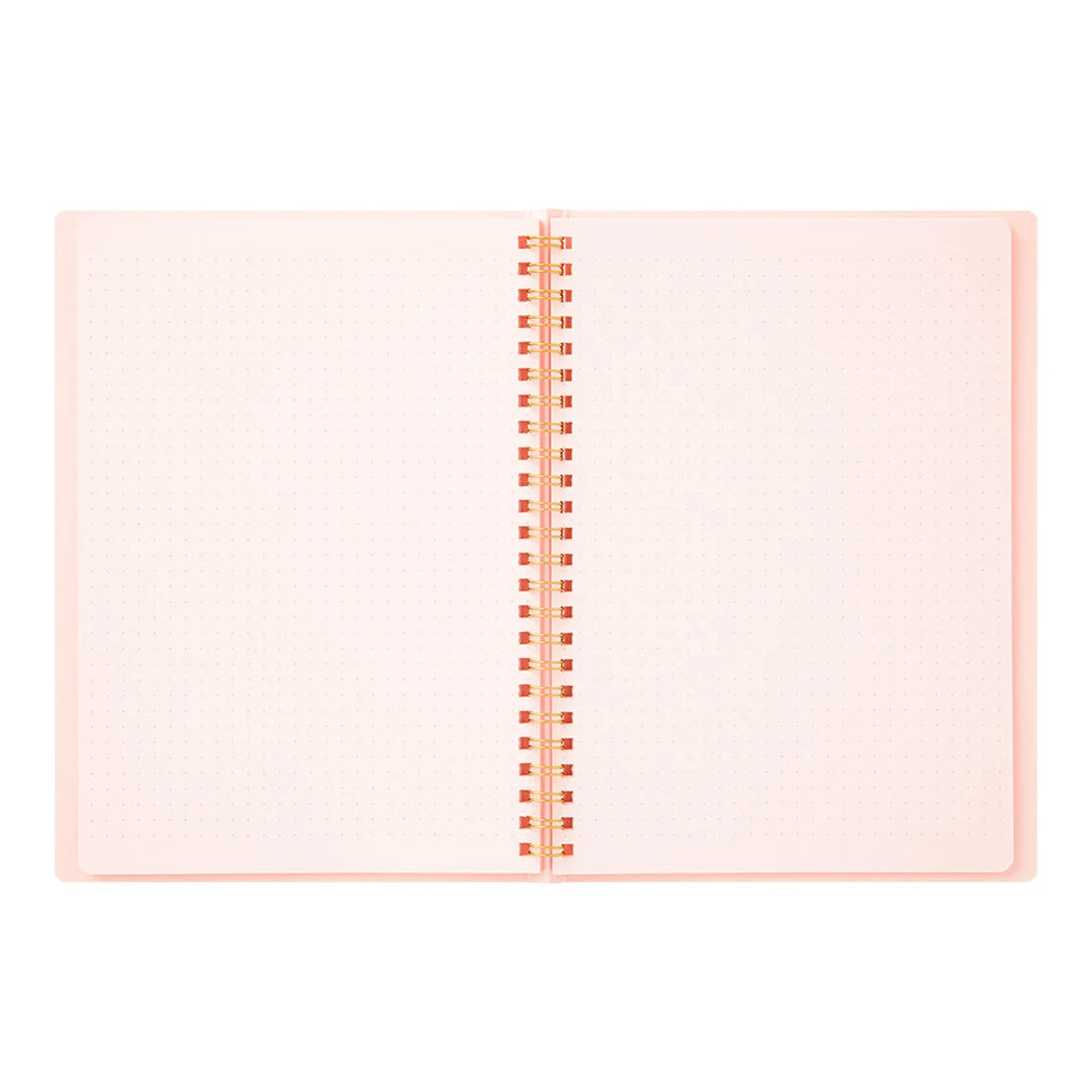 Midori Pink A5 Ring Dotted Notebook open flat - Paper Kooka Australia