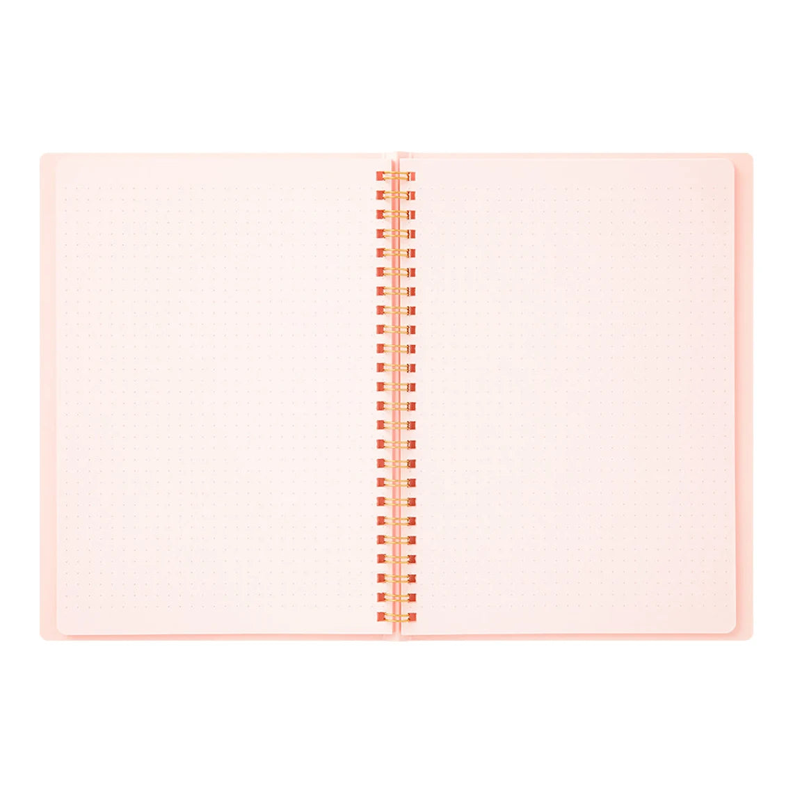 Midori Pink A5 Ring Dotted Notebook open flat - Paper Kooka Australia