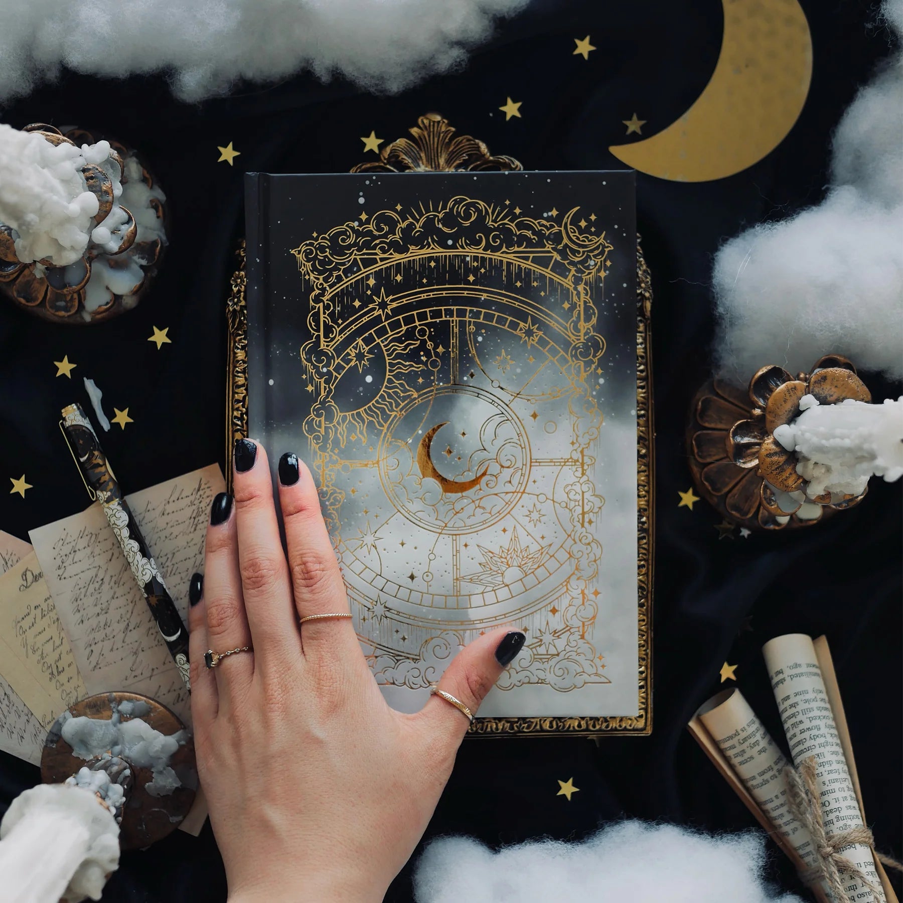 The Quirky Cup Collective Otherworldly Journal Black 160gsm dotted notebook - Paper Kooka Australia