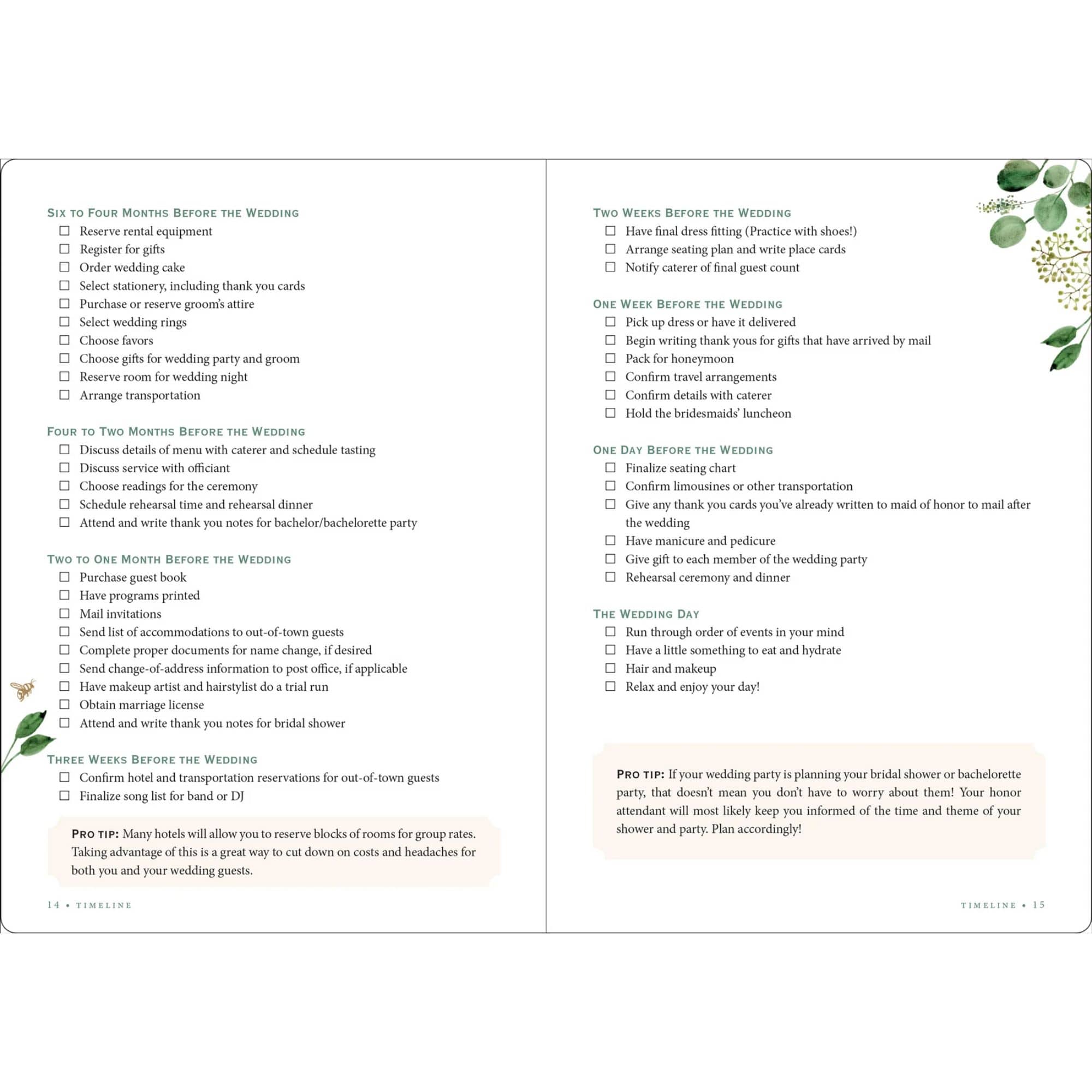 Peter Pauper Press The Wedding Planner Checklist inside pages - Paper Kooka Australia