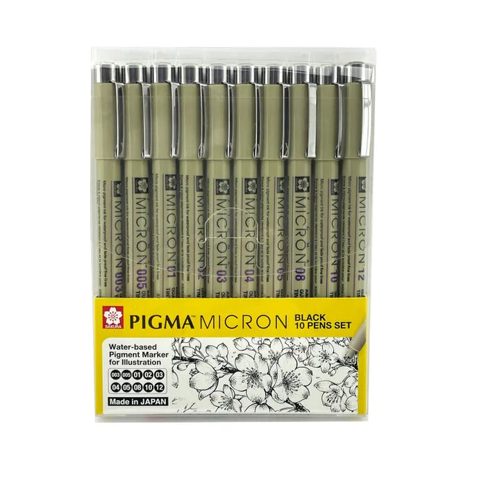 Sakura Pigma Micron 10 Black Pen Set - Paper Kooka Austalia