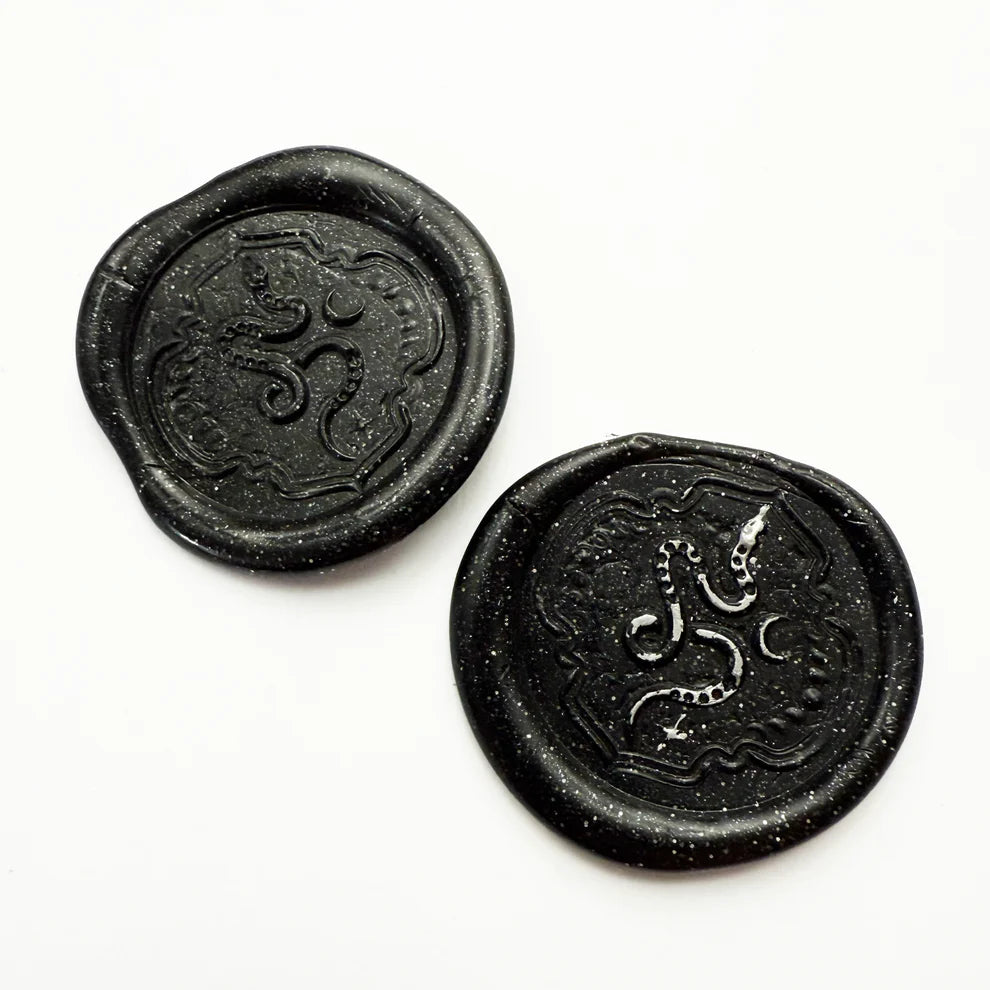 Wax Seal Beads | Black Sparkles