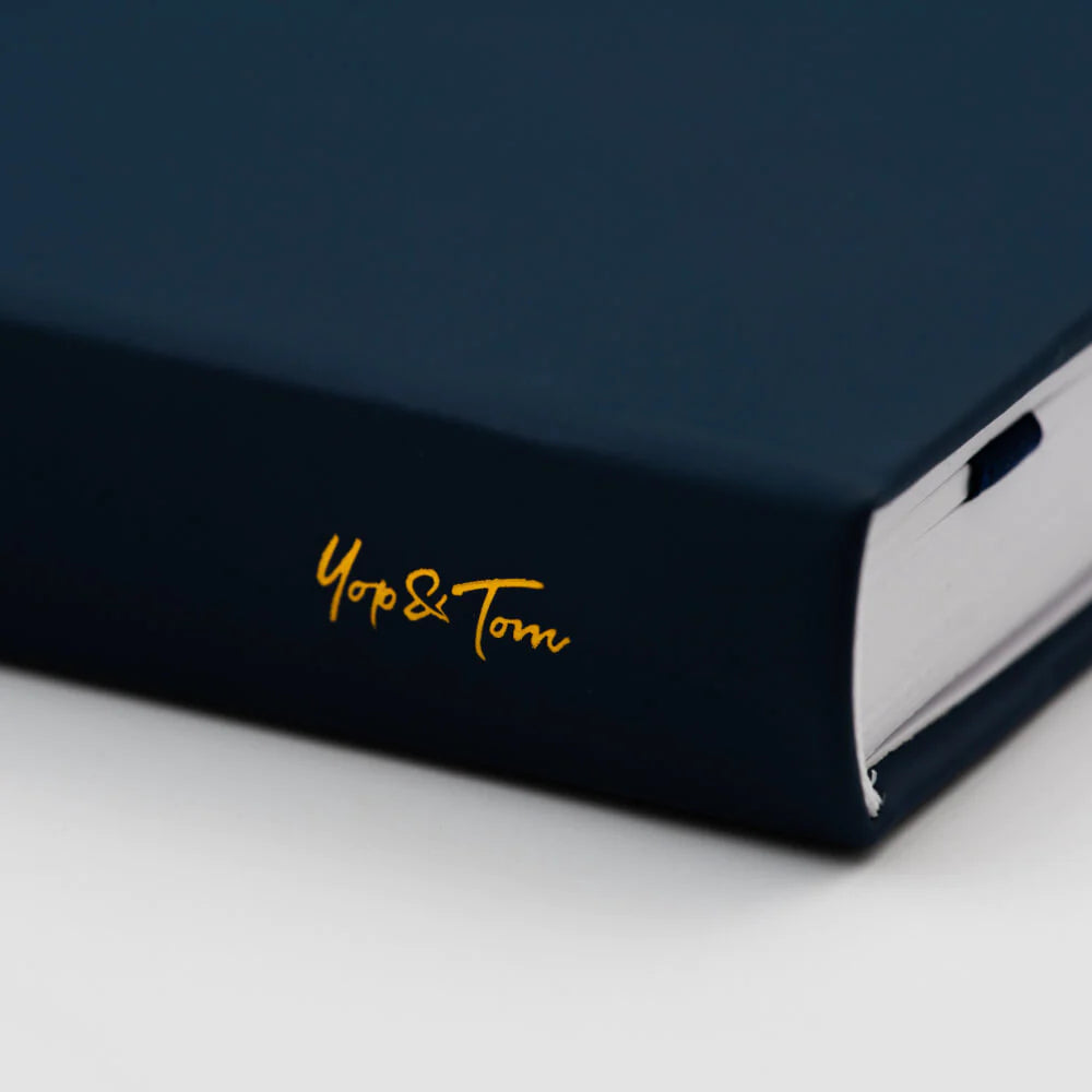 Yop & Tom Dandelion - Midnight Blue A5 Dotted Notebook spine closeup - Paper Kooka Australia